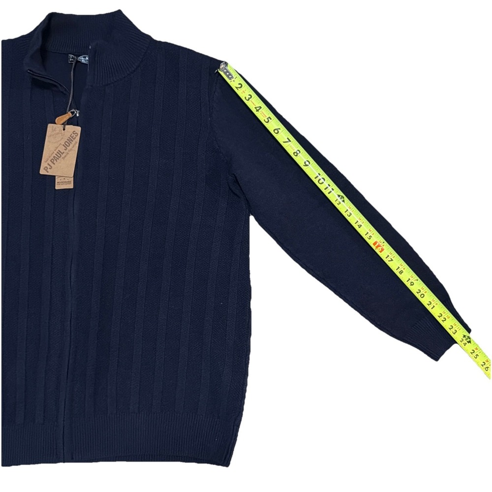 Paul Jones Sweater Mens XL Extra Large Blue Full Zip Mock Neck Casual NWT - Picture 4 of 7